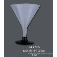 6oz Clear Plastic Martini Glassess / Cups - Black Bottom